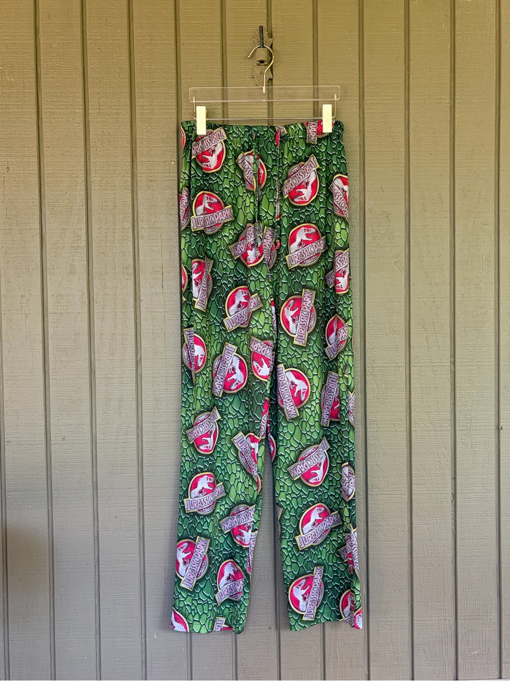 Jurassic Park Mens Medium Lounge Pajama Pants Allover Print Green Spandex
